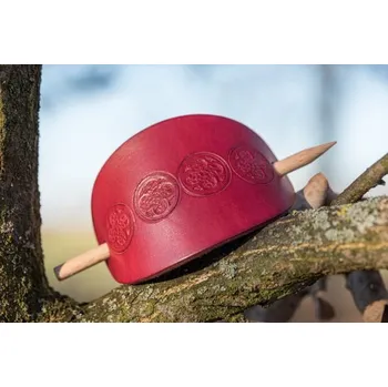 Drakkaria PRAGA, kožená spona do vlasů, vínová