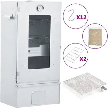 Zahradní gril Petrashop Grilovací trouba / udírna s generátorem kouře pozinkovaná ocel Stříbrná3200763