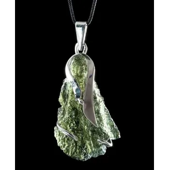 Přívěsek Drakkaria FORTUNA, stříbrný přívěsek s vltavínem, Ag 925