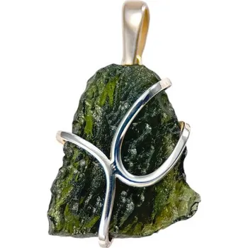 Přívěsek Drakkaria CELTIA, stříbrný přívěsek s vltavínem, Ag 925