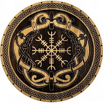 Obraz Kadlus Helm of Awe, islandský magický znak, dřevěný nástěnný obraz 32cm