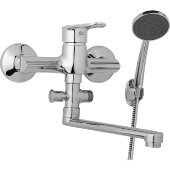 Vodovodní baterie JB Sanitary Nástěnná umyvadlová a sprchová baterie FINERY, rozteč 150 mm, s příslušenstvím, ramínko 200 mm F10 36 01