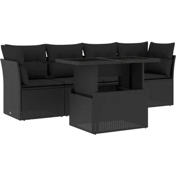 Petrashop 5dílná zahradní sedací souprava s poduškami černá polyratan Černý3266345
