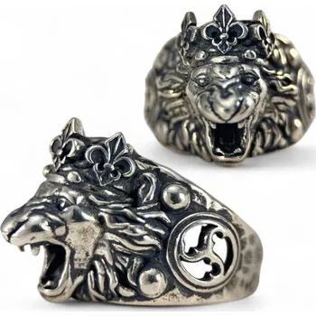 Prsten Drakkaria ČESKÝ LEV, stříbrný prsten, Ag 925, 36 g