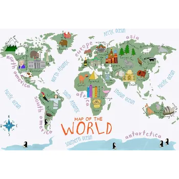 Plakát Plakát, Obraz - Illustrated World Map with Continents, Carla Daly