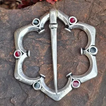 Brož STŘEDOVĚKÁ BROŽ, kostýmová se smaltem, bronz, postříbřená