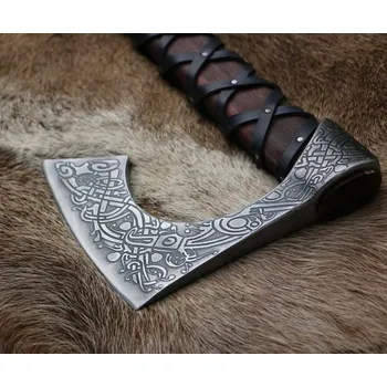 Sekera Drakkaria RINGERIKE, VIKINSKÁ SEKERA, leptaná s koženým omotem