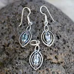 Drakkaria MAIA, stříbrný přívěsek a stříbrné náušnice s topazem, Ag 925