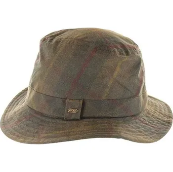Čepice VOSKOVANÁ ČEPICE DO DEŠTĚ Rain Hat Wax Tartan Green, Irsko
