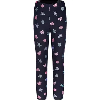 Dívčí zateplené legíny Topo in Fashion modré s potiskem srdíček a hvězdiček velikost 128 (8459022877 4750)