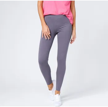 Dámské legíny Jednobarevné dlouhé strečové žerzejové legíny z eco-friendly bio bavlny šedá antracitová 34/36