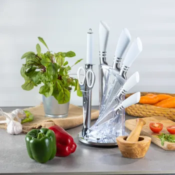 Kuchyňský nůž Edenberg Sada nožů 8dílná. Stojan Edenberg EB906 nerez/bílý