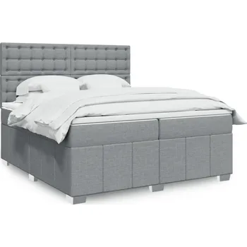 Postel vidaXL Box spring postel s matrací 200x200 cm textil [3291790] Barva: světle šedá