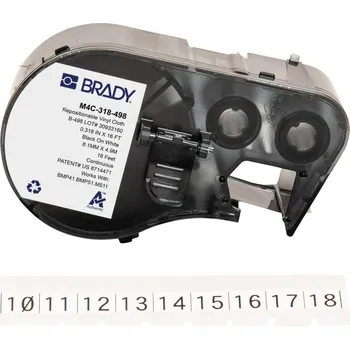 Pásek do tiskárny Brady M4C-318-498 / 170783, 8.08 mm x 4.88 m, Vinyl, černý tisk / bílý podklad