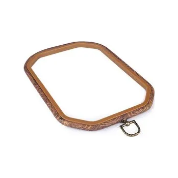 Vyšívací rámeček k zavěšení hranatý - 1 ks - hnědá světlá