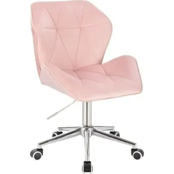 LuxuryForm DESIGN Kosmetická židle MILANO MAX VELUR na stříbrné podstavě s kolečky - světle růžová