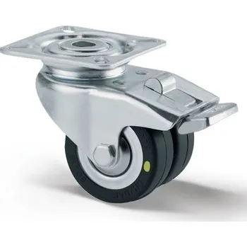 Pojezdové kolečko Agila Twin TENTE Přístrojová kolečka dvojitá - antistatická 50mm, s brzdou, plotýnka, 2975DYK050P40