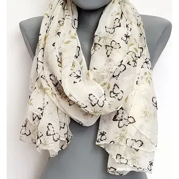 Šátek Dámská šálka / šála se vzorem - motýlky