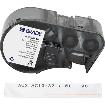 Pásek do tiskárny Brady M4C-250-414 / 170727, 6.35 mm x 3.66 m, Polyester, černý tisk / bílý podklad