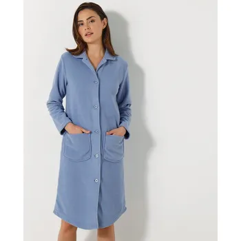 Dámská móda Blancheporte Fleecový župan se zapínáním na knoflíky modrá 50