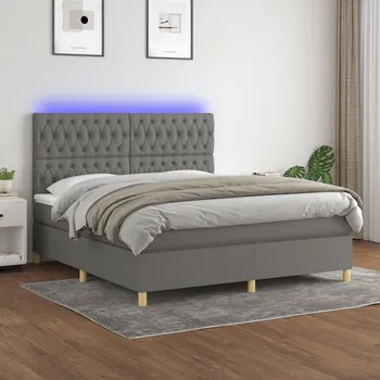 Postel vidaXL Box spring postel s matrací a LED 160x200 cm textil [3135688] Barva: Tmavě šedá