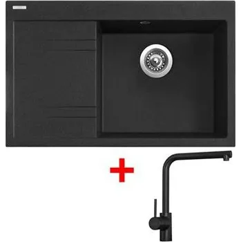 Granitový dřez Sinks RIM 780 P Granblack + Elka černá matná
