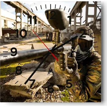 Hodiny Nástěnné hodiny do obýváku 40x40 Paintball Bezhlučné hodiny na skle Tiché