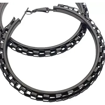 Náušnice Náušnice kruhy černé - mat - 6,5cm