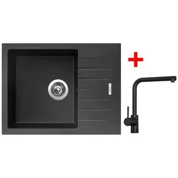 Kuchyňský dřez Sinks PERFECTO 650 Pureblack + Elka černá matná