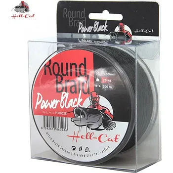 HELL-CAT SPLÉTANÁ ŠŇŮRA ROUND BRAID POWER BLACK 0,80MM / 100KG / 200M (HELL-CAT SPLÉTANÁ ŠŇŮRA BLACK 0,80MM)