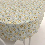 Dětský bavlněný oválný ubrus Sandra SA-565 Lvi na šedém 140x220 cm