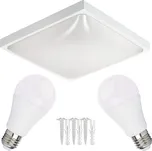 ECOLIGHT LED stropní svítidlo 2xE27 čtvercové bílé + 2x E27 10W neutrální bílá žárovka