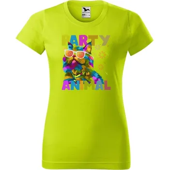 Dámské tričko DOBRÝ TRIKO Dámské tričko s potiskem Party animal Barva: Limetková, Velikost: XS