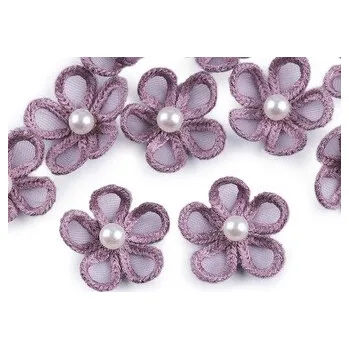 Monofilový květ s perlou Ø2,5 cm - 10 ks - 4 lila