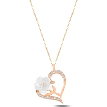 Náhrdelník Stříbrný náhrdelník PERLEŤOVÉ SRDCE ROSE Ag 925; ≤2,3 g.