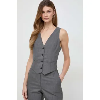 Dámská vesta Vlněná vesta BOSS šedá barva, jednořadá, 50513132 90X, vel. 38