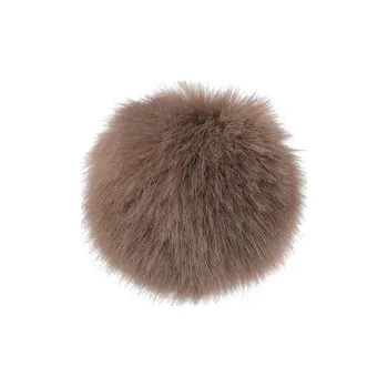 Kožešinová bambule s poutkem Ø12 a 14 cm - 1 ks - 3 (Ø14 cm) hnědá světlá