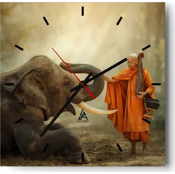 Hodiny Nástěnné hodiny do kuchyně 30x30 Asie Stylové hodiny na skle Loft Tiché