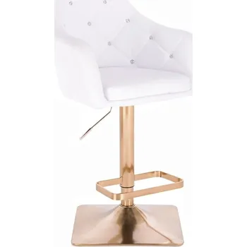 Barová židle LuxuryForm DESIGN Barová židle ROMA na zlaté hranaté podstavě - bílá