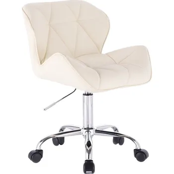 LuxuryForm DESIGN Kosmetická židle MILANO na stříbrné podstavě s kolečky - krémová (VPT)