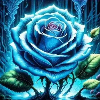 Diamantové malování Diamantové malování/Homfun - Modrá růže + perleťové kamínky NOVINKA