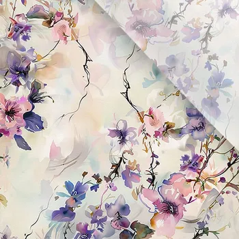 Umělé hedvábí / silky mírně elastické květiny světlé 4