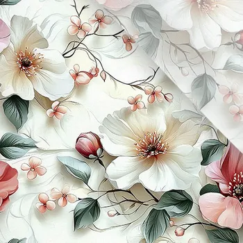 Umělé hedvábí / silky mírně elastické květiny světlé Alice