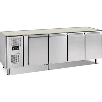 TEFCOLD Chladicí Stůl Nerez GC74 LEFT + AKCE | š. 223 cm, 4 Dveře, bez pracovní desky, Servis ČR