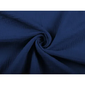 Mušelín dvojitá gázovina MSN-055 Tmavě modrá - metráž šířka 140 cm