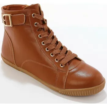 Dámské tenisky Kotníkové tenisky na zip a sponu karamelová 39