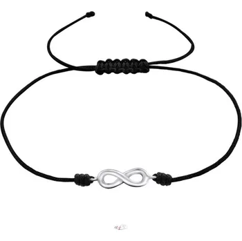 Náramek Prosperk Náramek na šňůrce nekonečno stříbro S2664