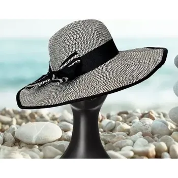 Klobouk Dámský letní klobouk - slamák - černý - s mašlí