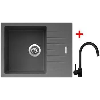 Kuchyňský dřez Sinks PERFECTO 650 Titanium + Vitalia černá matná