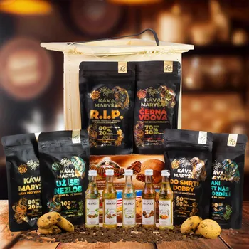 Dárkový potravinový koš Darbox - Bedna s páčidlem Kafař